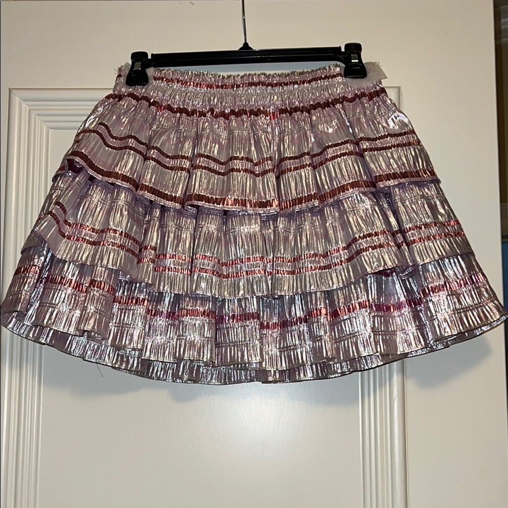 LoveShackFancy Metallic Pleated Skirt